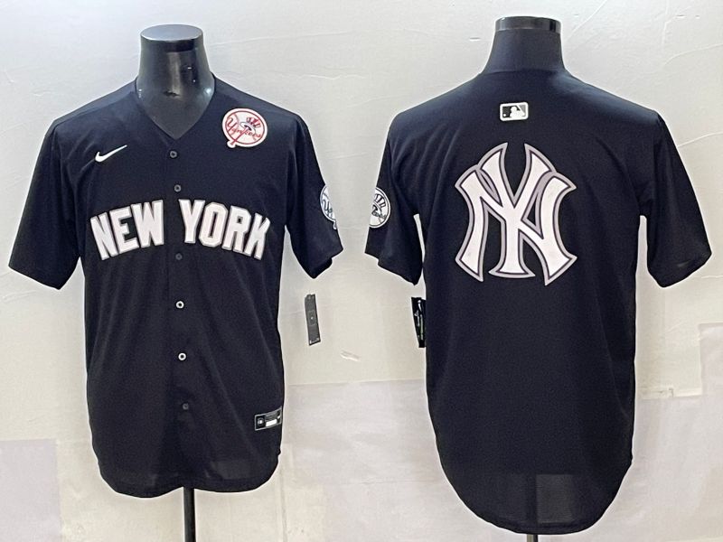 Men 2025 New York Yankees Blank Black Nike MLB Jersey style 0031